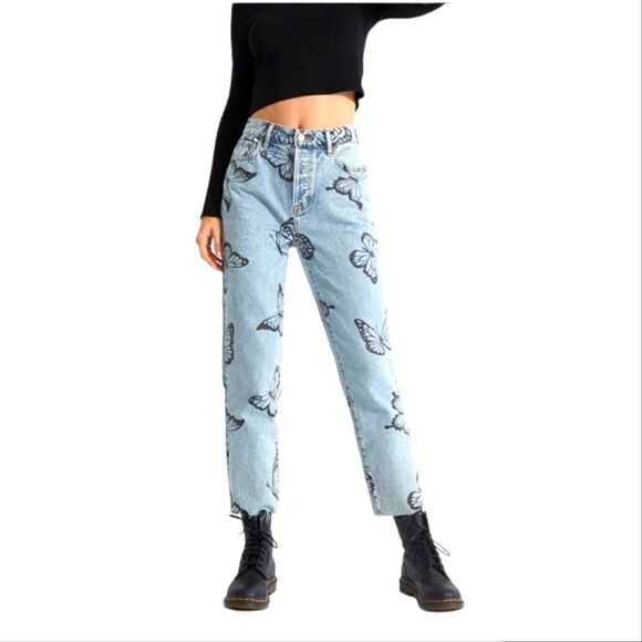 PacSun eco butterfly high waisted straight leg jeans, 26 - Picture 1 of 12